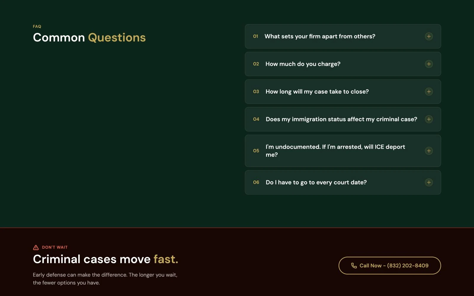 Common questions accordion