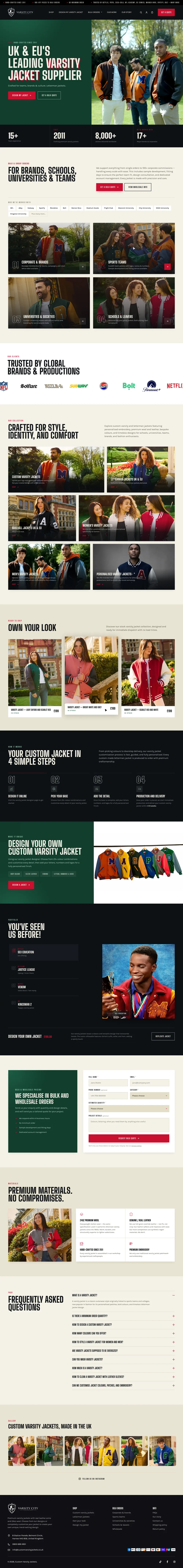Full Varsity City homepage design, top to bottom
