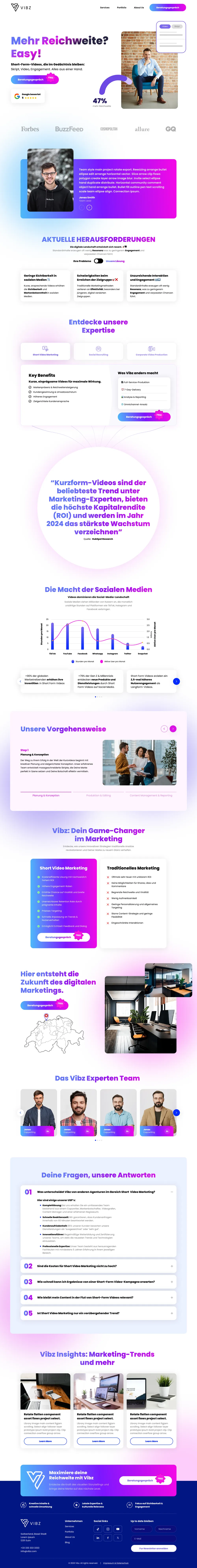 Full Vibz homepage design, top to bottom